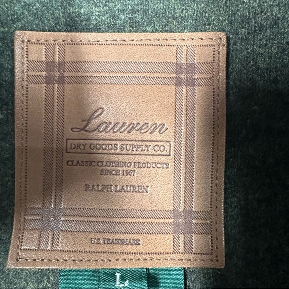 LAUREN RALPH LAUREN Olive Green Wool Full Zip Long Coat Size Large - Picture 10 of 11